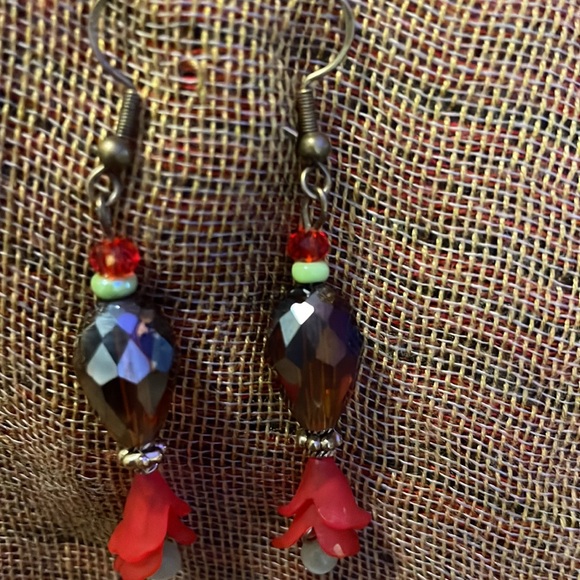 Handmade Jewelry Luminous Blooms Collection Earrings w New & Upcycled Beads - Picture 3 of 4